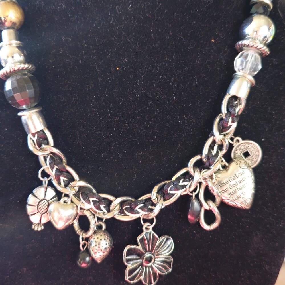 Charmed Necklace (Heart says Love the Lord Your God with all your heart!)